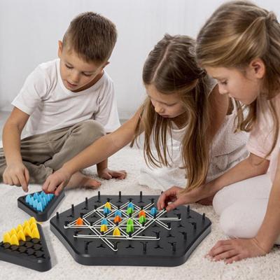 Rubber Band Triangle Board Game Geometry Learning Focus Logic Training Educational Chess Pegboard Strategy Game Toy Toddlers Boys Girls Gift