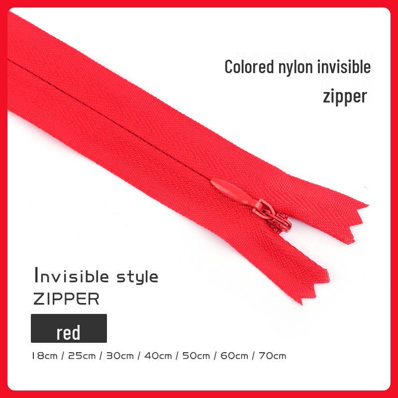 Fermeture éclair invisible colorée pour jupes, pantalons et chemises (18-70CM)