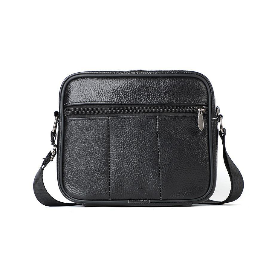Men's Genuine Leather Messenger Bag - Casual Fashion, First Layer Cowhide, Small Shoulder Bag for Business and Travel.