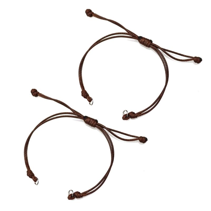 2 Stück Handgefertigtes Gewebtes Armband Halbfertiges Handseil für Frauen Mädchen Wachsfaden Armbänder Freundschaftsschmuck Geschenk