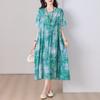 Elegant Women's Summer Dress Plus Size Casual Short Sleeve Vintage Loose Long Dress Summer Clothes