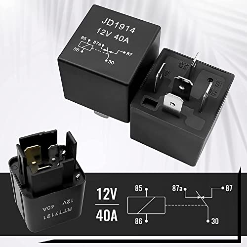 KILIGEN 12V Relay Box and Fuse 5 Pin JD1914 40A 5 Relays and 4 Pin Relay with 1 6 ATC/ATO Blade Fuse, Waterproof Universal Fuse Relay Box for Car