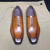Italian Mens Genuine Leather Oxfords Classic Plain Toe Lace-Up Dress Shoes Handmade for Office Wedding Party Formal Occasions