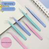2pcs Stainless Steel Precision Tweezers, Color Scrapbook , Straight And Curved Head , Pink/Blue/Purple/White/Bla