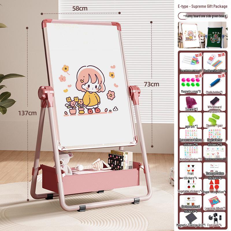 Portable Children's Magnetic Easel with Blackboard & Whiteboard for Graffiti
