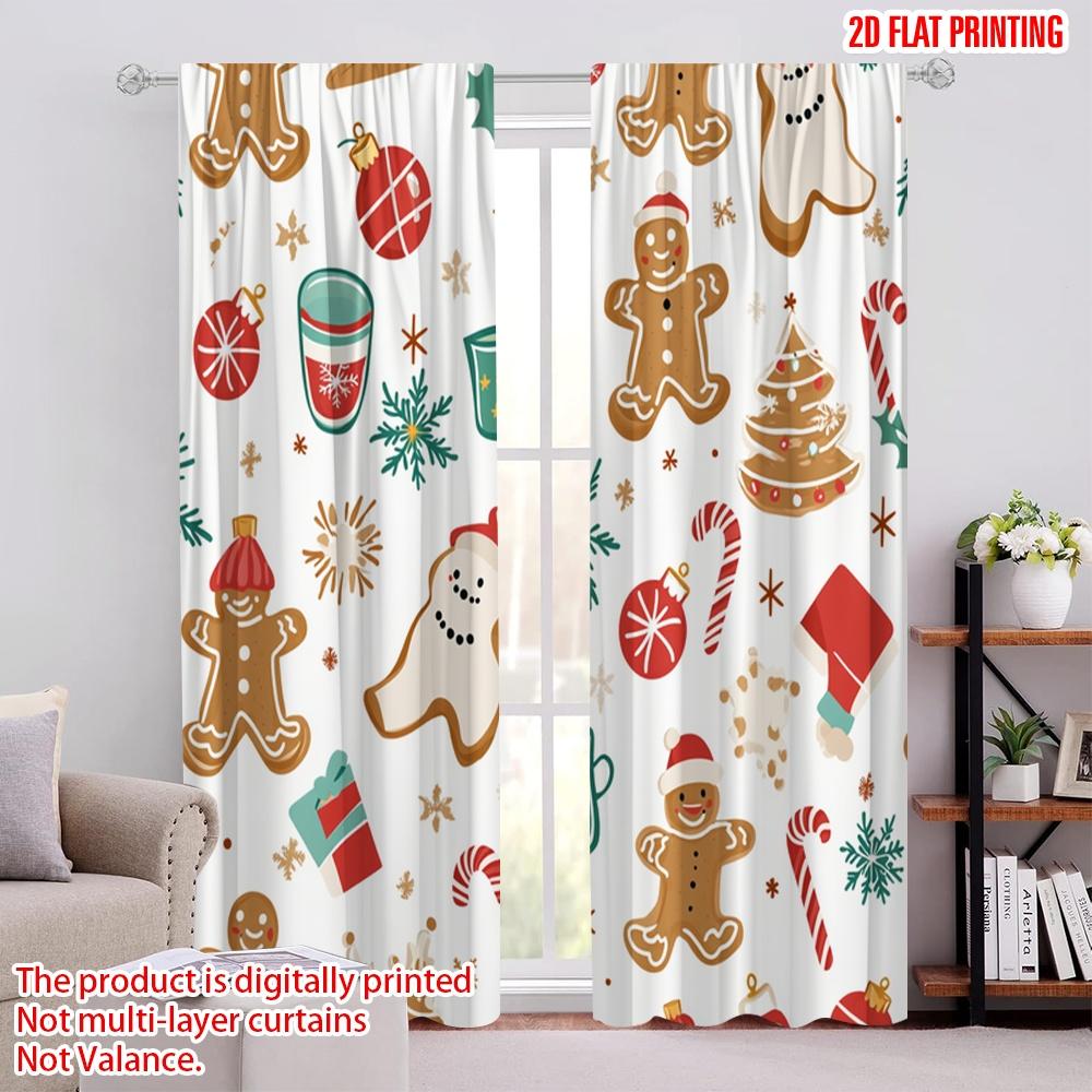 

2pcs,2D plane printing Popular Curtains Christmas Cookie Festive Gifts (4) Durable Polyester (without rod) Versatile All Ldeal 52.50 × 116.00 cm 2 pcs