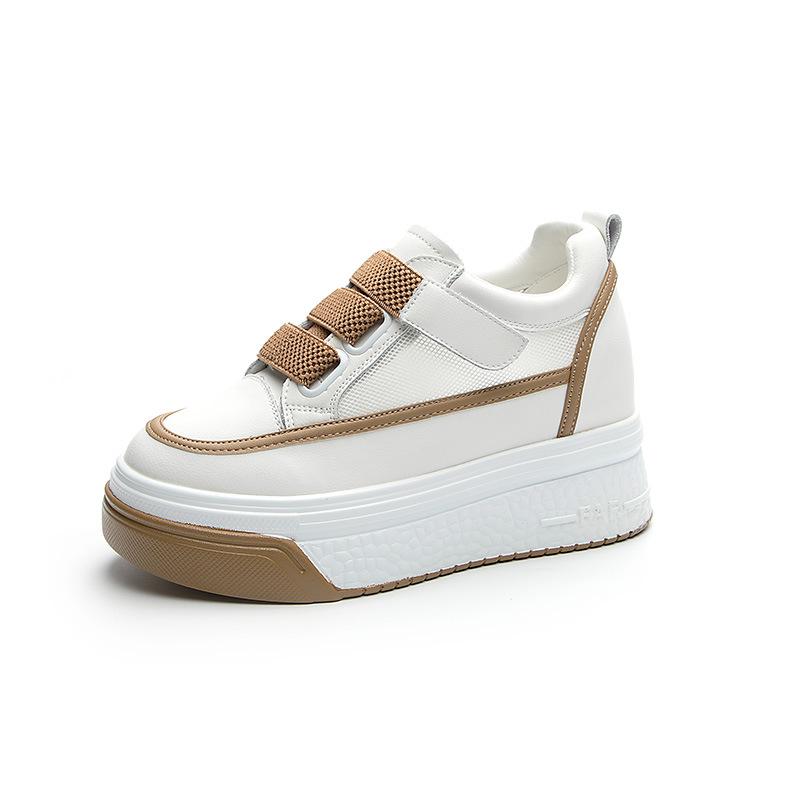 Little white shoes women's  new inner height increase Velcro leather breathable mesh platform women's shoes casual shoes