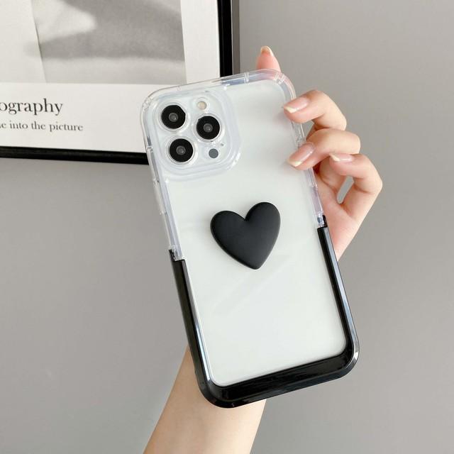 6 Farben Ins Love 3D Herz Niedlicher Ständer Halter Cartoon Paar Handyhülle für iPhone 13 Pro Max 11 12 Promax Stoßfeste Rückseite