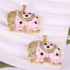 Women's Gold-Plated Bear Necklace with Zircon and Titanium Steel Clavicle Chain
