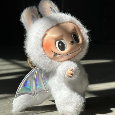 17cm Înger Alb The Monsters Păpușă Labubu Cu Coadă Și Aripi Vinil Labbu Pandantiv de Pluș Micul Breloc Zimomo Replici Cadouri