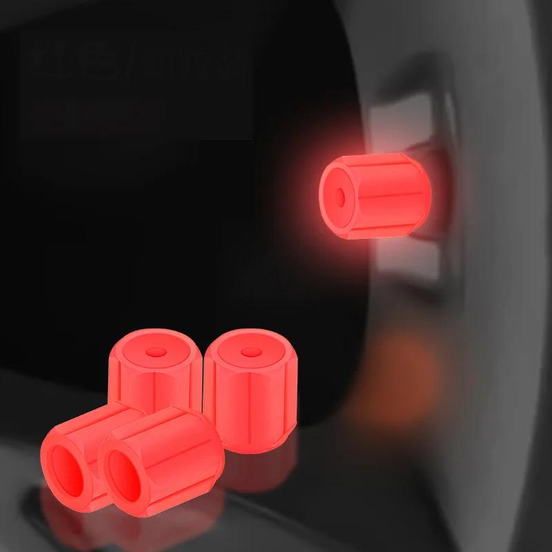 4pcs Car Valve Caps Night Glowing Tyre Valve Stem Air Dust Rim Cover Universal Motorcycle Bike Wheel Luminous Tire Valve