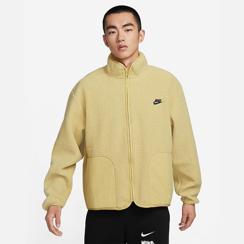 Nike Men's Winter Stand-Collar Jacket Fleece-Lined for Warmth Plush Casual Sportswear