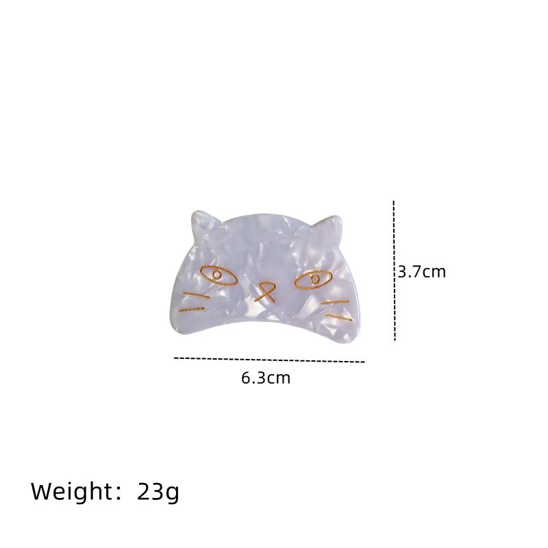 1 Pcs Classic Retro Style Geometric Cat Head Shape Acetic Acid Spray Oil Ladies Hair Clip
