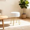 Luxury-Lite Striped Dressing Table Stool, Living Room Metal Footstool with Storage, Multi-Function Low Stool for Shoe Changing