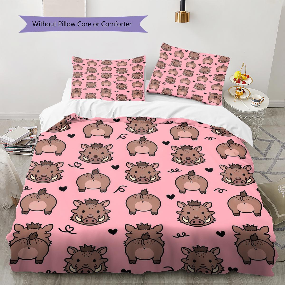 

Pink Cartoon Art Pattern Bedding,Quilt Set Quilt Cover Pillowcase Home Birthday Gift (1 * duvet cover + 2 * pillowcase, without core) 135x200cm