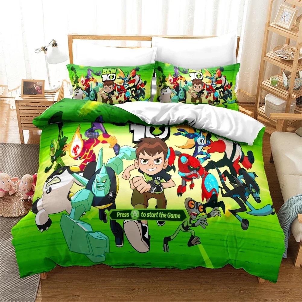 3D Ben Alien Force 10 Comfortable Duvet Quilt Cover Pillowcase Bedding Set Children Bedroom Decoration Home Textile