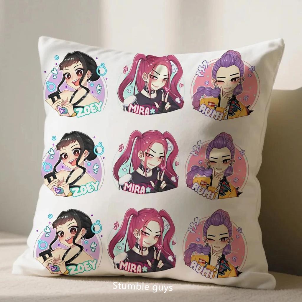 Kpop Demon Hunters Cushion Cover Sofa Anime 45X45cm Pillowcase Living Room