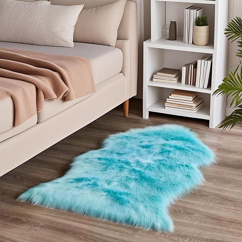 Plush Imitation Wool Carpet & Chair Cushion - Thick Decorative Floor Mat & Bedside Rug for Living Room