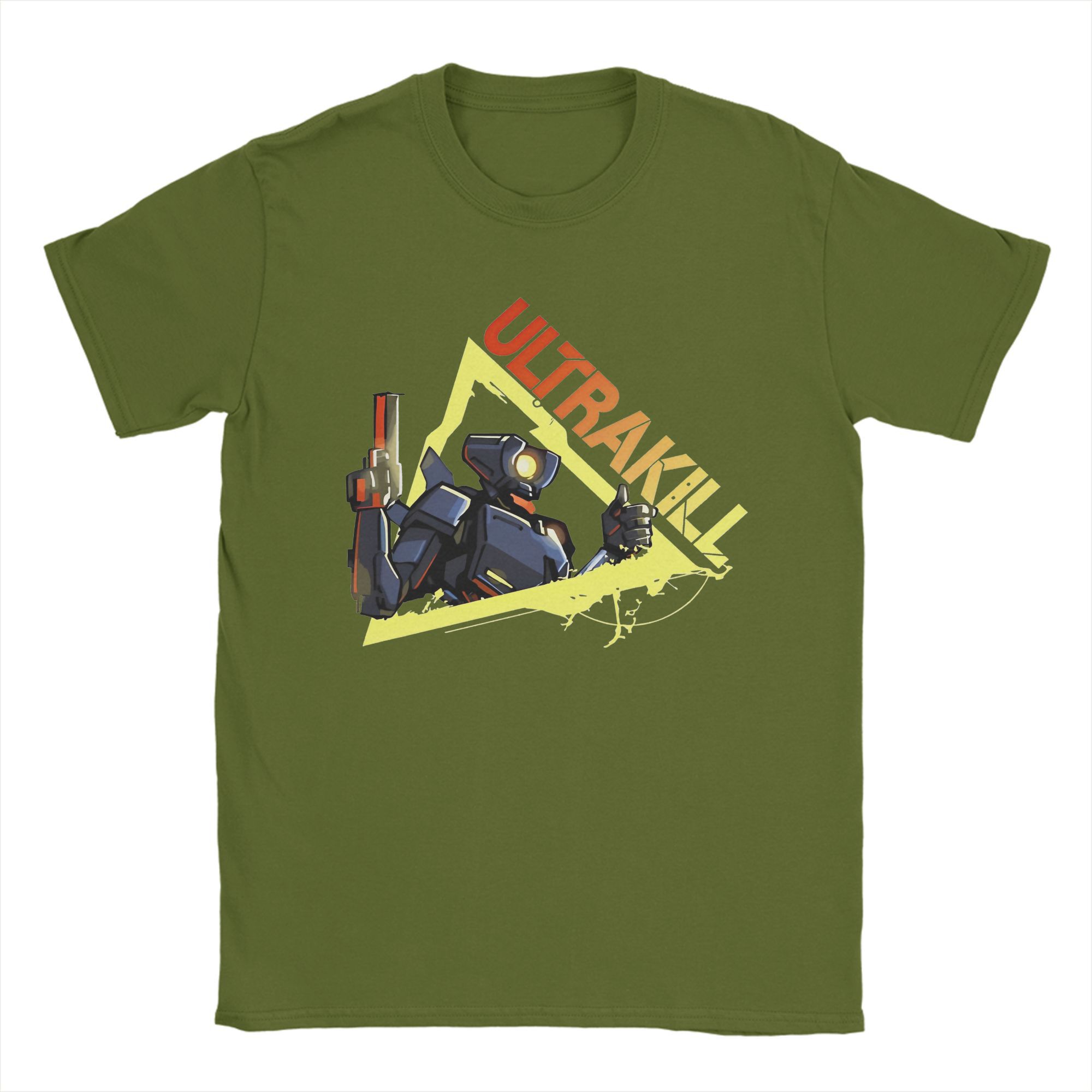

Чоловічі футболки Ultrakill Shooting Game Blood is Fuel V1 Rock Tee Shirt з короткими рукавами та O-подібним вирізом, 100% бавовна, літній одяг XL армія зелений колір