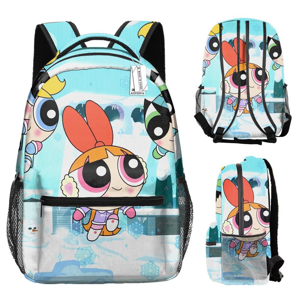Trendy Popular The Powerpuff Girls Student Bookbag Notebook Backpacks 3D Print Oxford Waterproof Boys/Girls Travel Backpacks