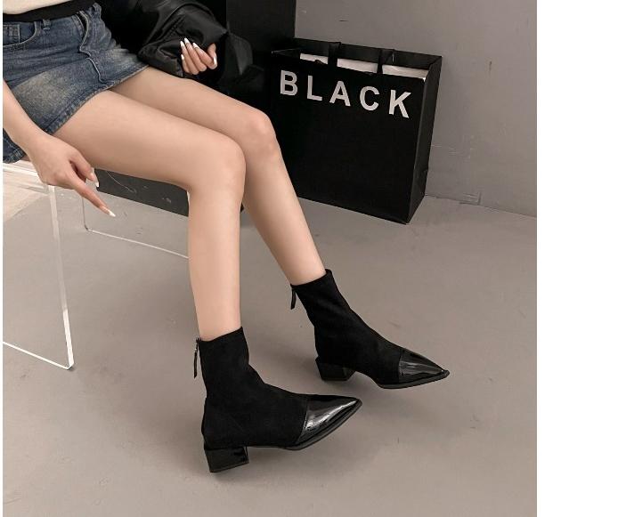 On Retro Pointed Ankle Boots with French 2026 New Autumn and Winter Fashiperament High Heels and Zipper Short Boots