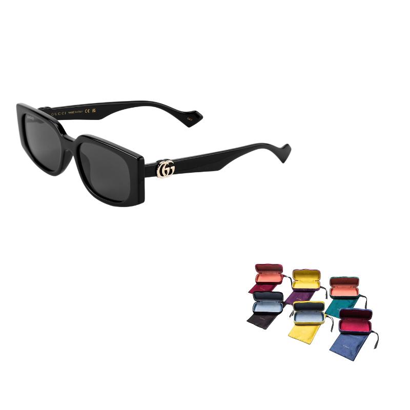 

GUCCI GG Temples Logo Plastic Square Sunglasses Women s Black 55 чёрный