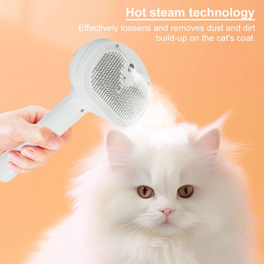 Cat Hair Brush with Release Button Cat Steamy Brush Rechargeable Massage Grooming Brush for Long and Short Hair Dogs and Cats