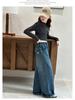 2025 Girls' Trendy Denim Wide-Leg Pants - Spring/Autumn Style, Long Straight-Leg for Big Girls
