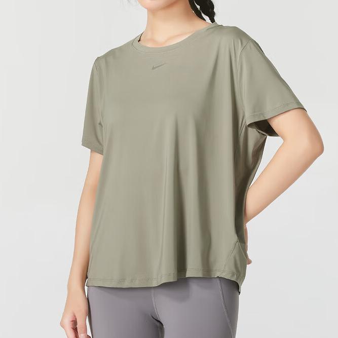 Nike Comfortable Soft Breathable Round Neck Short Sleeve Drop Shoulder T-Shirt Women T-Shirts Khaki FN2799320