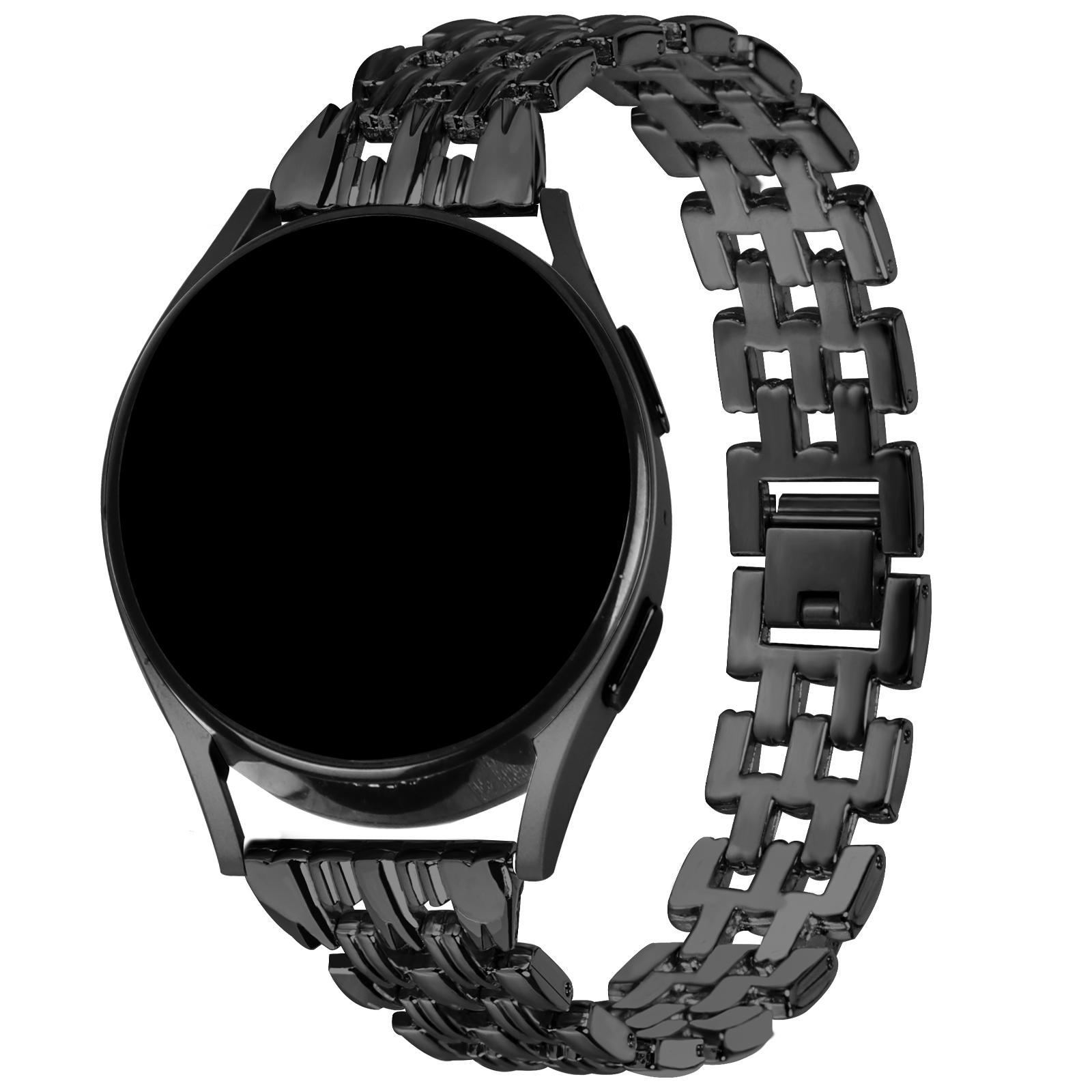 

Stainless Steel Watch Band for Samsung Galaxy Watch4 Active 40mm 44mm/Watch4 Classic 42mm 46mm ,20mm Hollow 5 Beads Metal Strap Black