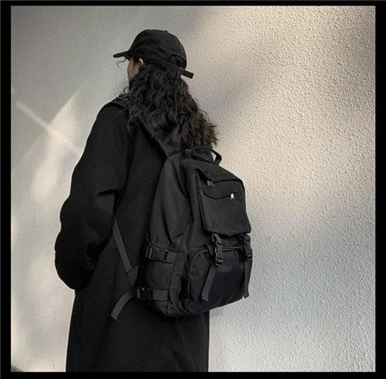 Korean-Style Harajuku Backpack for Girls and College Students - Large Capacity, Dark Design, All-Match