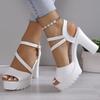 Thick Sole Pumps Women Shoes Woman Platform Sandals Roman Ladies Gladiator Pumps White 2026 Summer High Heels Sandals
