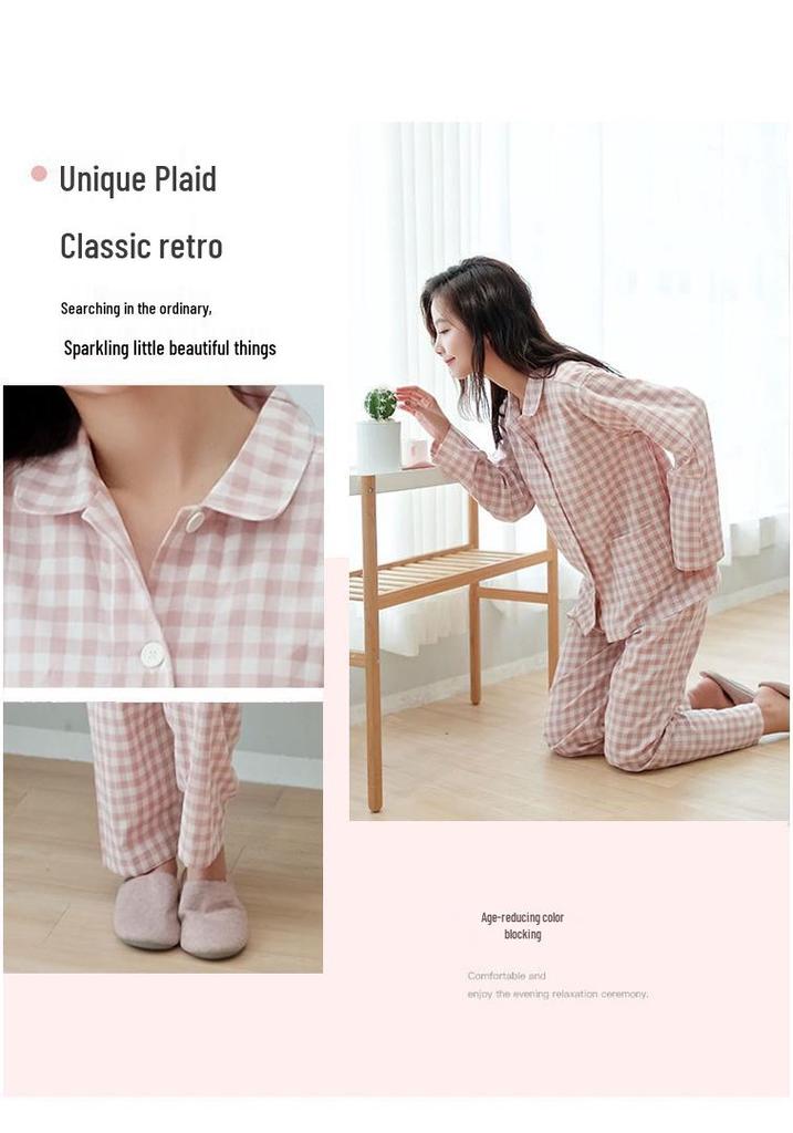 Long Sleeve Pure Cotton Gauze Pajamas - Spring & Autumn Couple Style