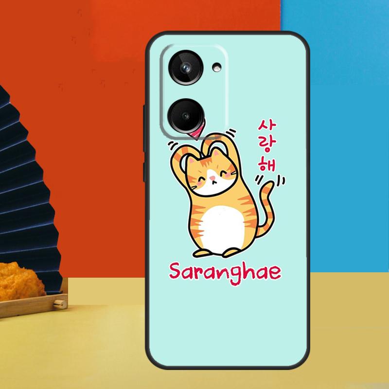 Cute Korean Font Saranghae I Love You For Realme 15 10 11 12 13 14 Pro Plus C67 C65 C63 C61 C35 C55 C53 C51 C71 C75 GT7 Pro Case
