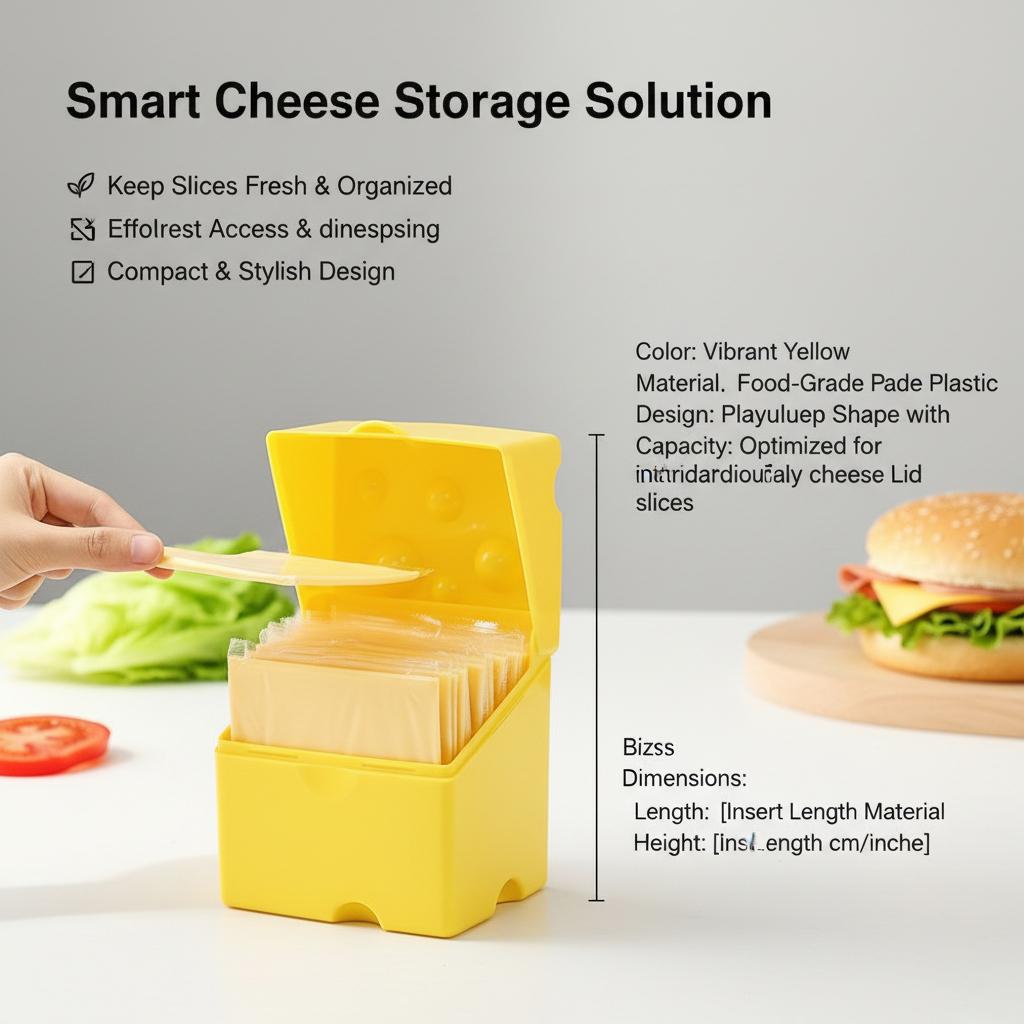 1pc ABS Cheese Storage Box with Flip-Top Lid, Durable Kitchen Organizer for Food Preservation, Yellow, Space-Saving Design, Stor