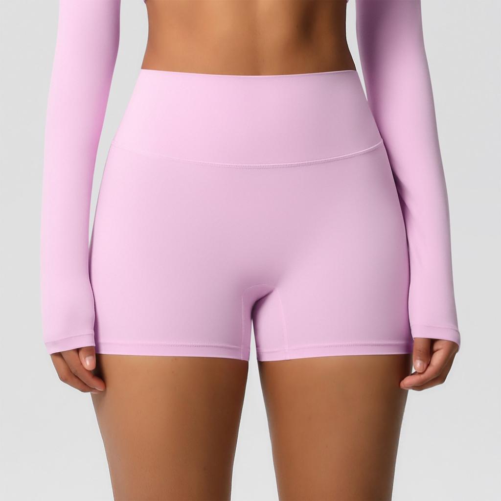 Women's Fashion Color High Waist Tight Hip Lifting Yoga Shorts Running Fitness Three Part Pants