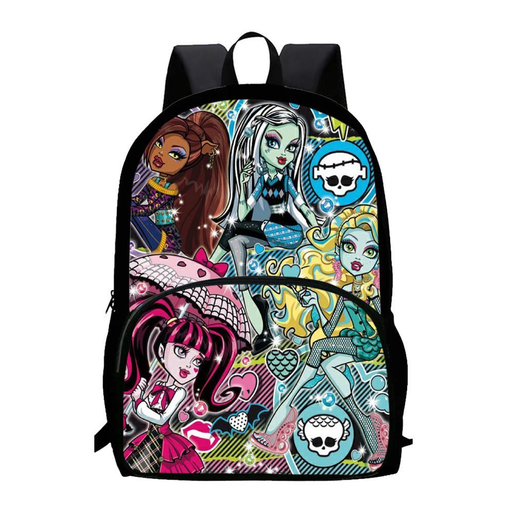 Capacity Children Large Backpack With Monster High Print Design For Daily School