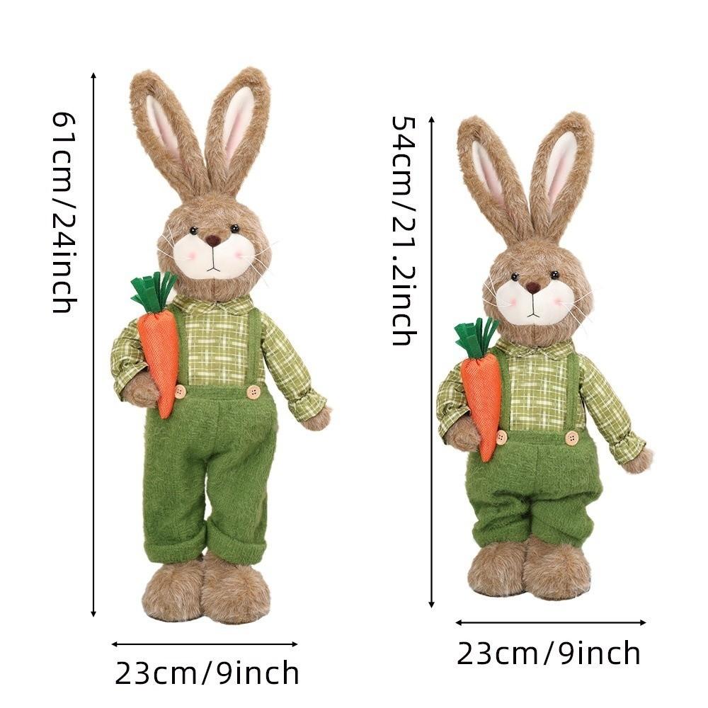 Cartoon Easter Rabbit Ornament Retractable DIY Handmade Bunny Telescopic Standing Pastoral Style Merry Easter Decoration