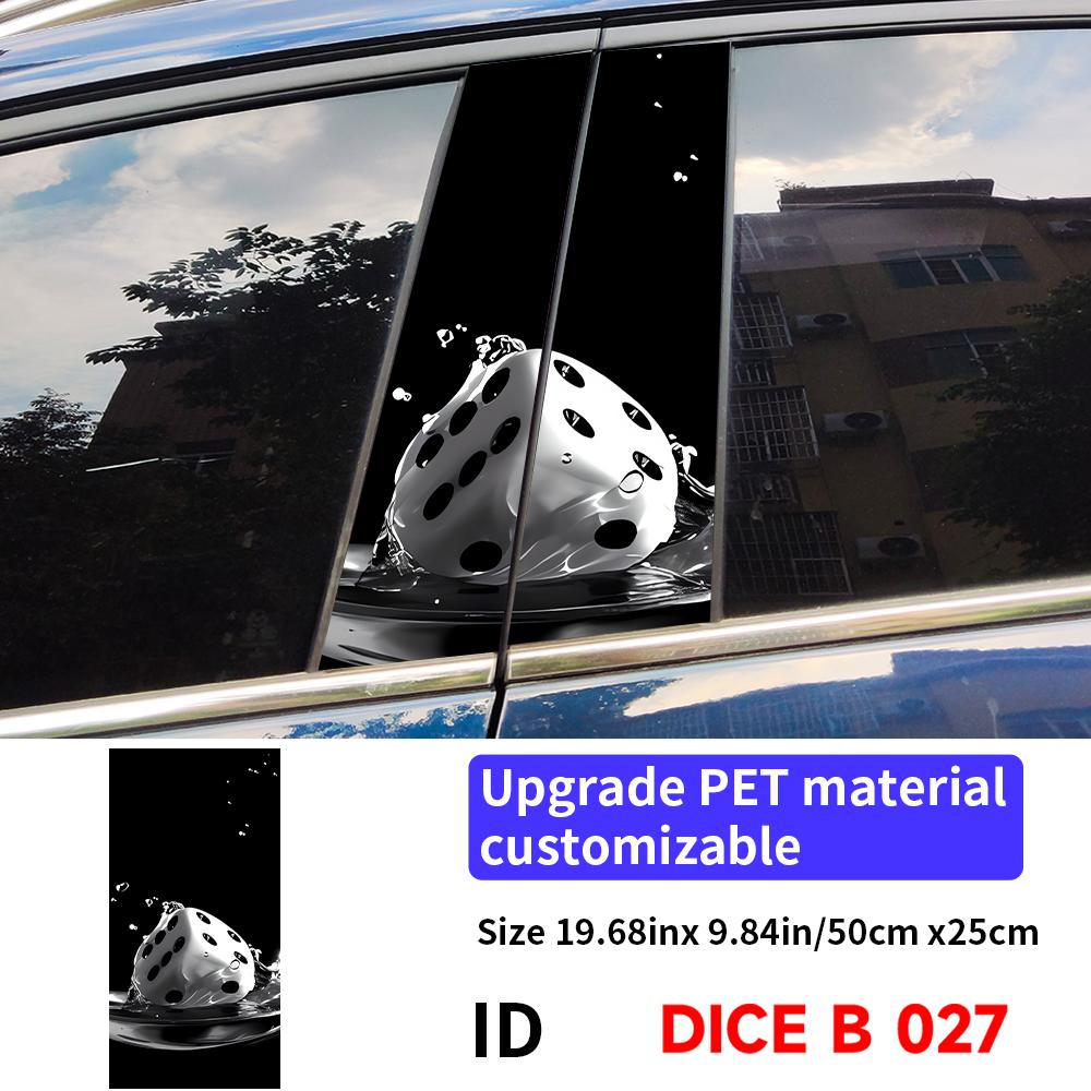 Dice Skull Car Sticker Auto B Pillar Waterproof Sunscreen Center Column Decor Cover Scratches Car Doors Pillar Decal Accessories