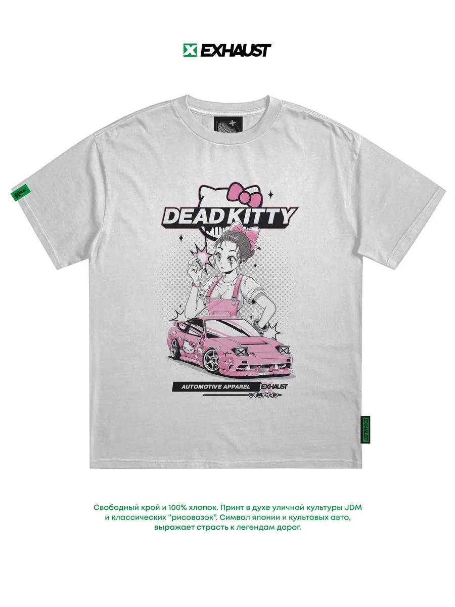 Oversized cotton T-shirt with DEAD KITTY print L