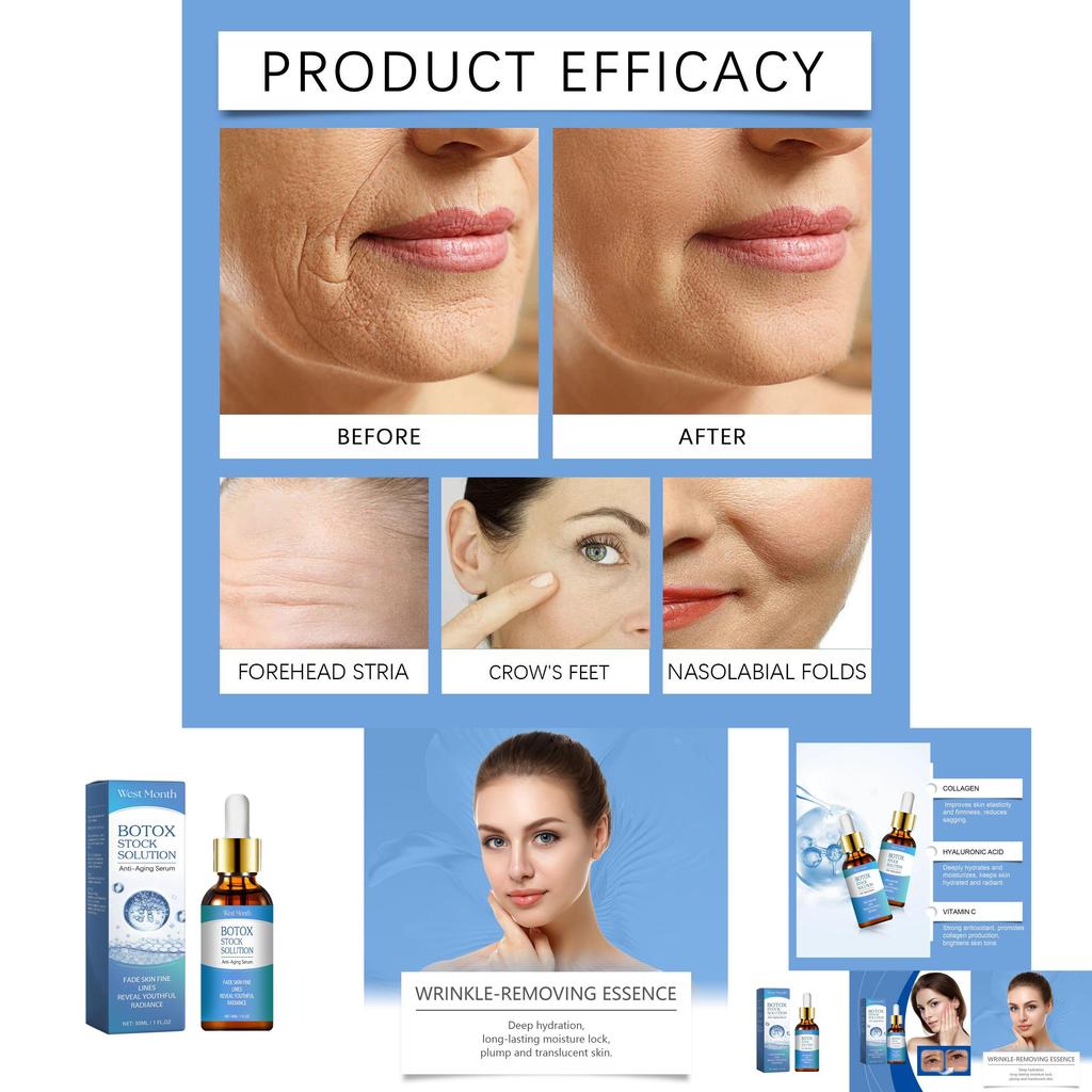 Esencia Facial de Colágeno West Month Serum Hidratante Humectante Fórmula Antienvejecimiento 30ml Para Piel Radiante