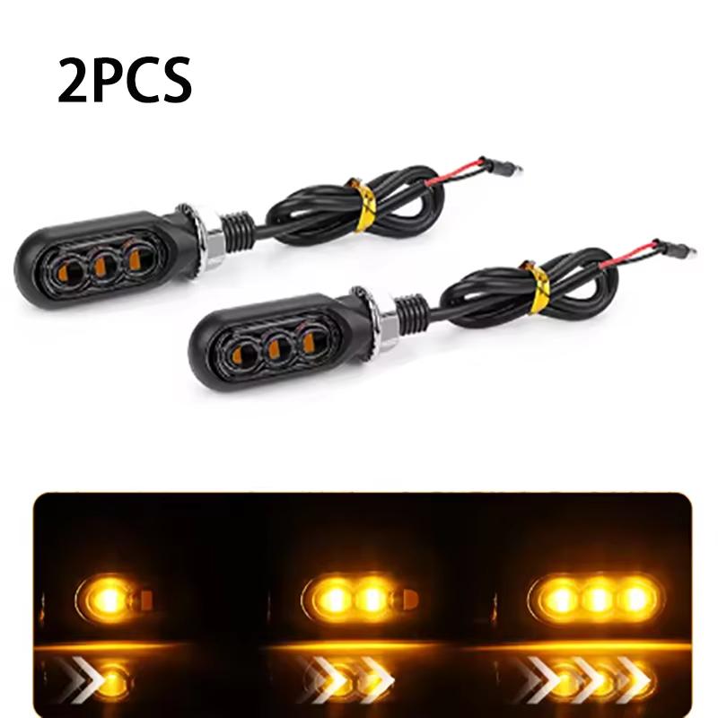 NLpearl 2/4Pcs 3LED Motorcycle LED Turn Signal Lights Mini Amber Flashing Light Universal Motorcycle ndicator Turn Signal Light 2pcs Smoke