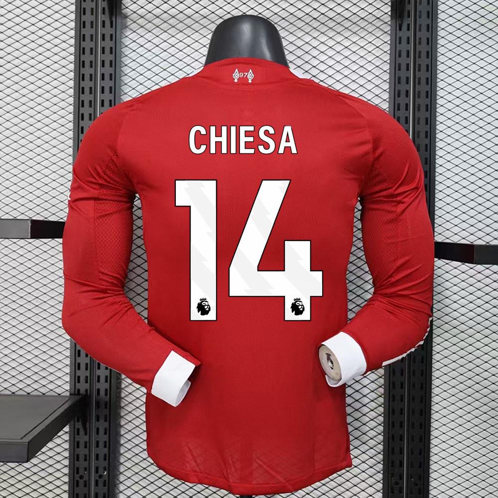 

Liverpool Premier League 25/26 Home Long Sleeve Jersey with Wirtz and Salah Print. XL