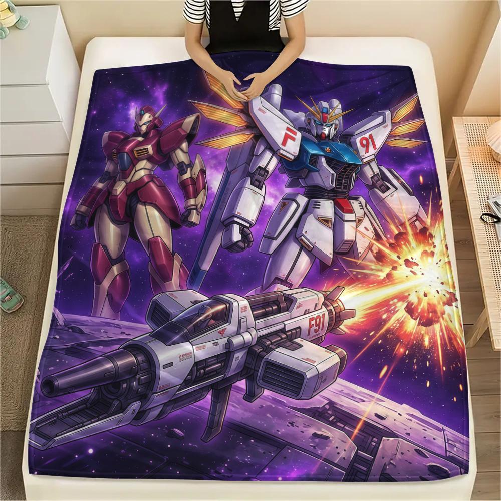 

Mobile Suit Gundam Warm Flannel Blanket, Printed for Bed Sofa Chair, Ideal for Picnic Travel Home Decor -HE42 75x90cm
