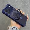 Stand Holder Transparent For Magsafe Case For iPhone 17 16 15 14 13 Pro Max Magnetic Shockproof Soft Silicone Bumper Back Cover