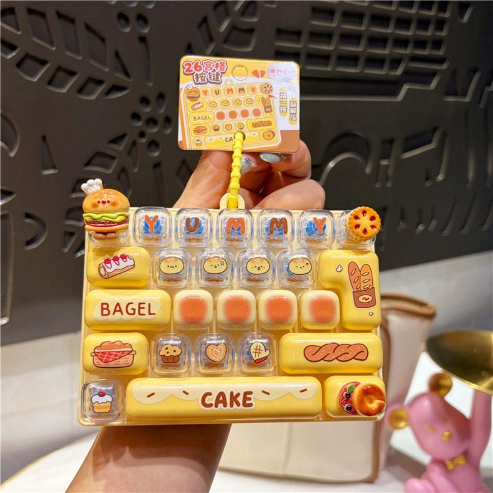 26-key Keyboard Keychain Pressable Keys Press Button Toy Cute Mini Keyboard Charm Gifts
