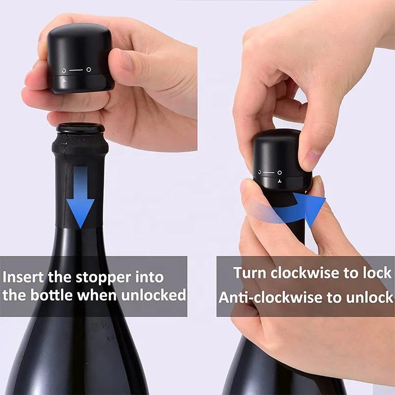 Reusable Vacuum Silicone Wine Bottle Stopper with Twist Lock Leak-proof Champagne Cap Wine Bottle Plug for Keep Fresh Bar Tools
