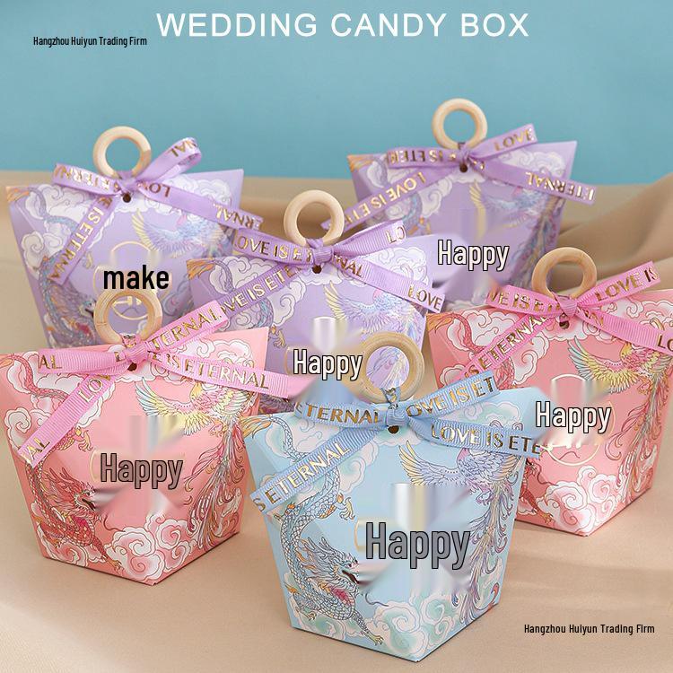 2024 Китайская Свадьба Помолвка Конфетная Коробка - Ручная Бумажная Упаковка Small 10 pcs [Holds 8-10 candies]