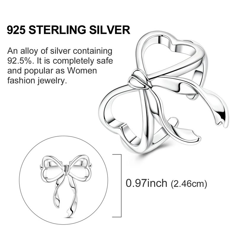 Original Rings 925 Silver Simple Sparkling Heart Bow Dragon Firefly Star Moon Ring for Women Girls Wedding Jewelry Gift