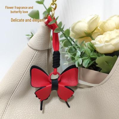 Colorful Leather Butterfly Pendant - Car and Bag Hanging Ornament with Cotton Rope